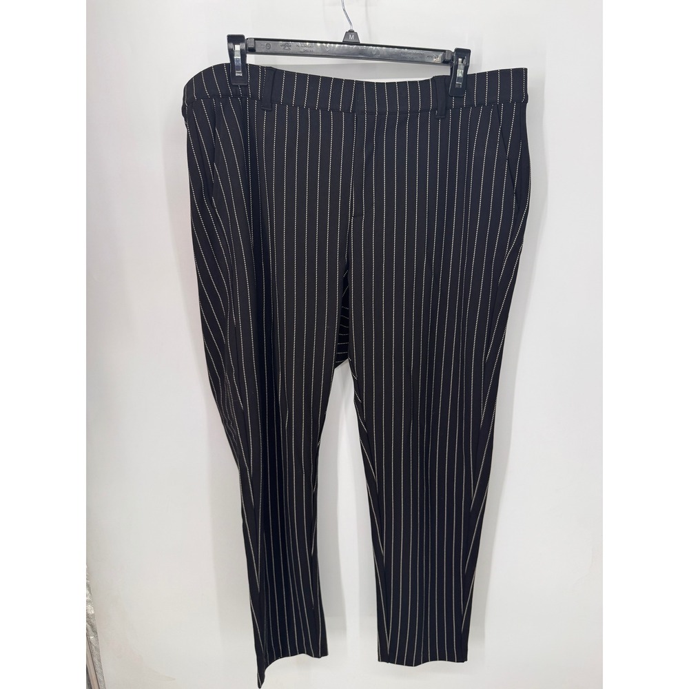 Torrid Studio Pants Womens 20R Black Pinstripe Tapered Leg Ankle Length